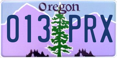 OR license plate 013PRX