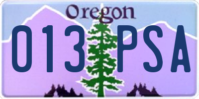 OR license plate 013PSA