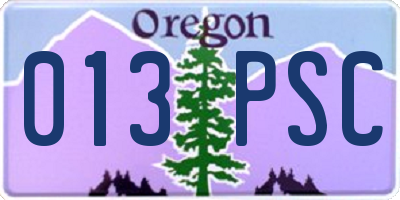 OR license plate 013PSC
