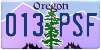 OR license plate 013PSF