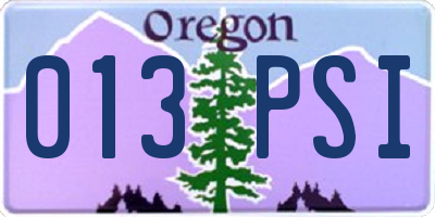 OR license plate 013PSI