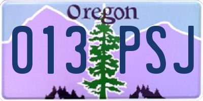 OR license plate 013PSJ