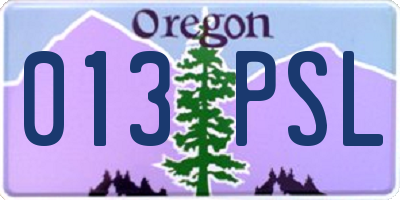 OR license plate 013PSL