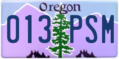 OR license plate 013PSM