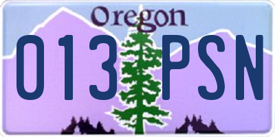 OR license plate 013PSN