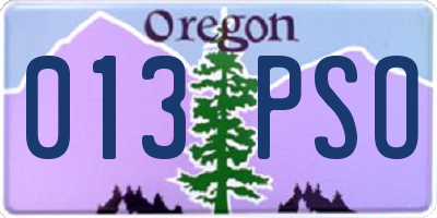 OR license plate 013PSO