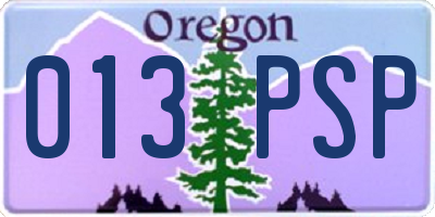 OR license plate 013PSP