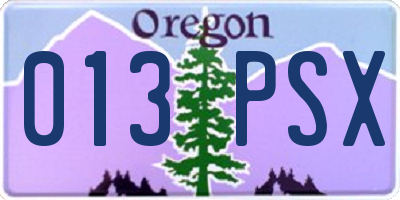 OR license plate 013PSX