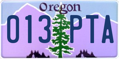 OR license plate 013PTA