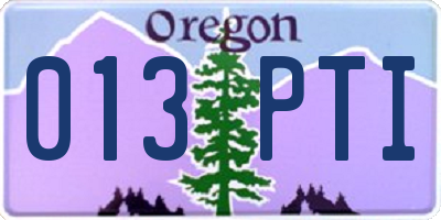 OR license plate 013PTI