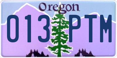 OR license plate 013PTM