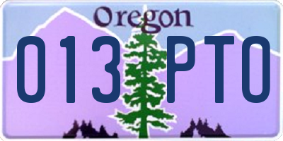 OR license plate 013PTO