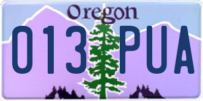 OR license plate 013PUA