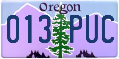 OR license plate 013PUC