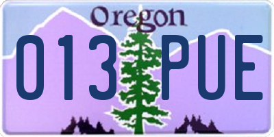 OR license plate 013PUE