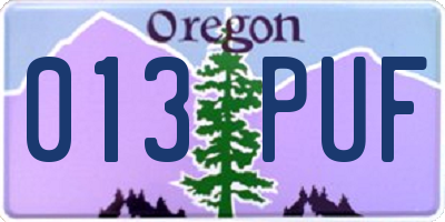 OR license plate 013PUF