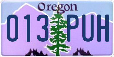 OR license plate 013PUH