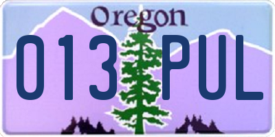 OR license plate 013PUL