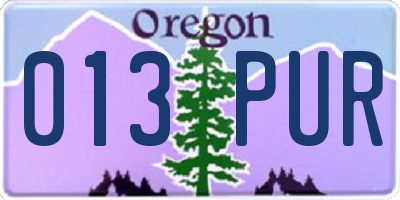 OR license plate 013PUR