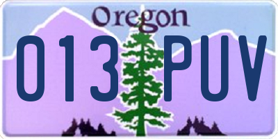 OR license plate 013PUV