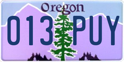 OR license plate 013PUY