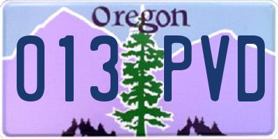 OR license plate 013PVD
