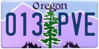 OR license plate 013PVE