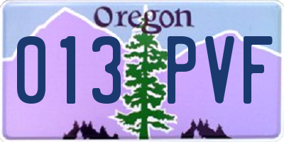 OR license plate 013PVF