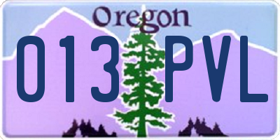 OR license plate 013PVL