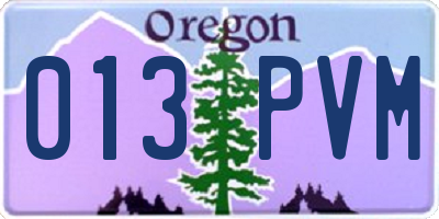 OR license plate 013PVM
