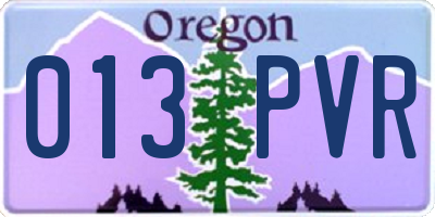 OR license plate 013PVR