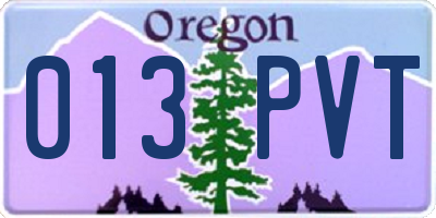 OR license plate 013PVT
