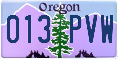 OR license plate 013PVW