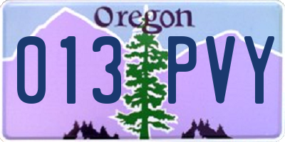 OR license plate 013PVY