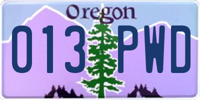 OR license plate 013PWD