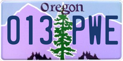 OR license plate 013PWE