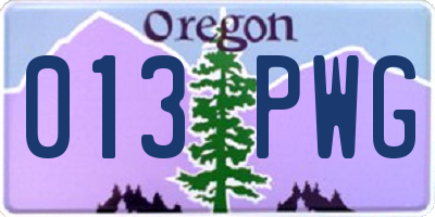 OR license plate 013PWG