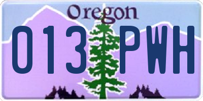 OR license plate 013PWH