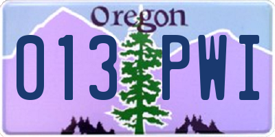 OR license plate 013PWI