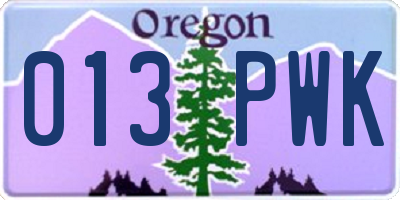 OR license plate 013PWK