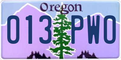 OR license plate 013PWO