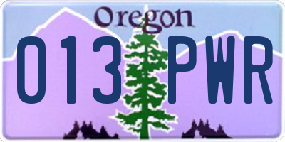 OR license plate 013PWR