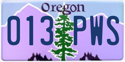 OR license plate 013PWS