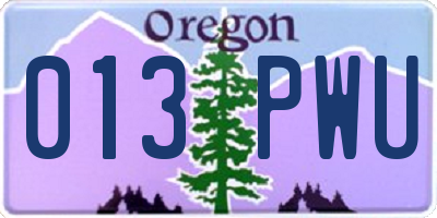 OR license plate 013PWU