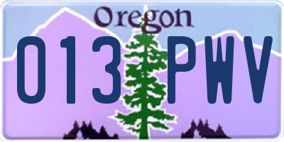 OR license plate 013PWV