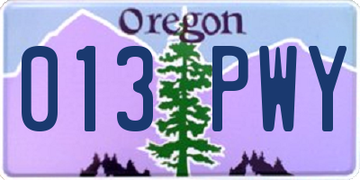 OR license plate 013PWY