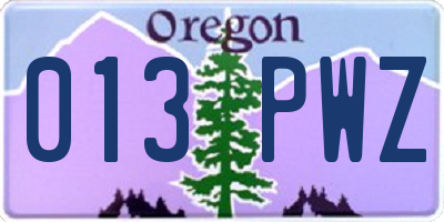 OR license plate 013PWZ