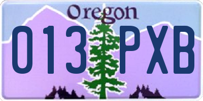 OR license plate 013PXB