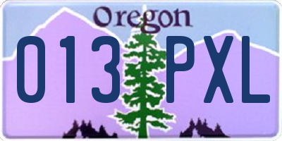 OR license plate 013PXL
