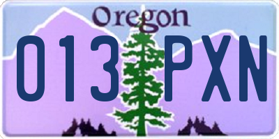 OR license plate 013PXN